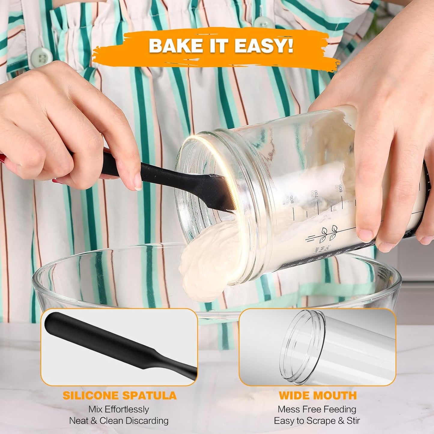 Sourdough Starter Kit, 9'' Round Banneton Proofing Basket, 36oz Sourdough Starter Jar, Bread Lame, Dough Scraper, Dough Whisk & Silicone Bread Sling