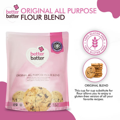 Better Batter Original Blend Multipurpose Gluten Free Flour 2.5lb – Certified GFCO, Vegan, Kosher, Non-GMO – Top 9 Allergen Free, Award Winning Cup-for-Cup Baking Alternative to Regular Wheat Flour
