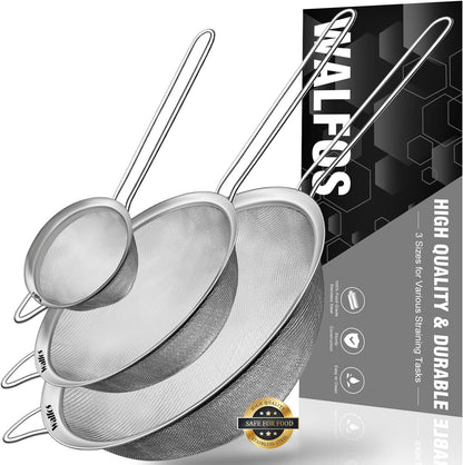 Walfos Fat Skimmer Spoon, 304 Stainless Steel Fat skimmer For Cooking, Fine Mesh Strainer, Food Strainer Fit For Separation Of The Floating Foam, Fat, Grease - Set of 2 Sise