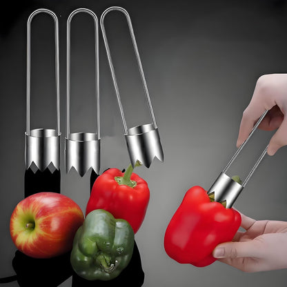 Fruit and Vegetable Corer Pepper Seed Apple Remover Bell Pepper Tomato Corer Tool Stainless Steel Kitchen Gadget (Pepper Apple Strawberry corer)