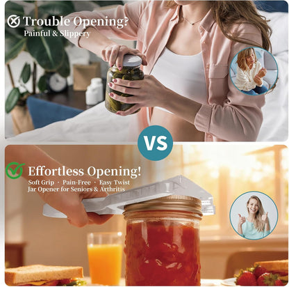 Jar Opener for Weak Hands & Seniors with Arthritis – Easy Twist-Off Lid & Bottle Opener – Ergonomic Non-Slip Handle, Unique Kitchen Gadget & Ideal Christmas Gift for Elderly, Women & Men (Gray)