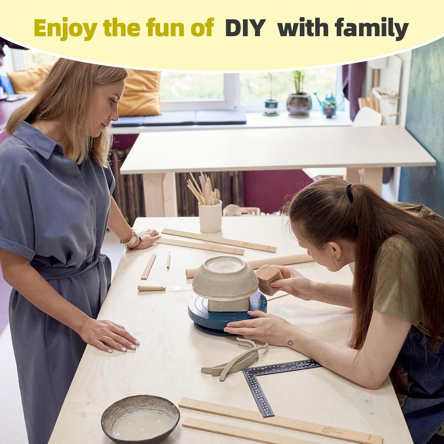 Professional Clay Rolling Pin, 17 Inch Non-Stick Clay Roller for Pottery and Slab Making –Duty Pottery Tool with Ergonomic Handles, Essential for Art Studios