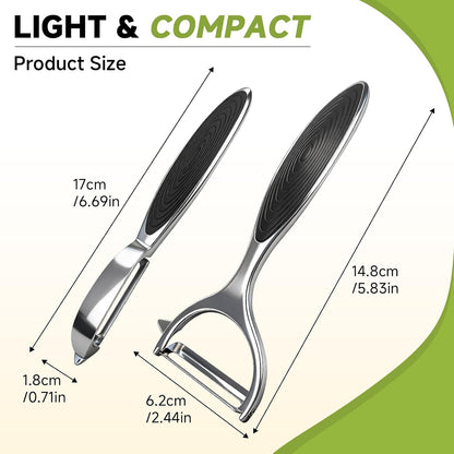 2 Pack Vegetable & Potato Peelers | Y & I Shape | Stainless Steel Blades | Ergonomic Non-Slip Handle | Dishwasher Safe | Fruit & Veggie Peeler Set