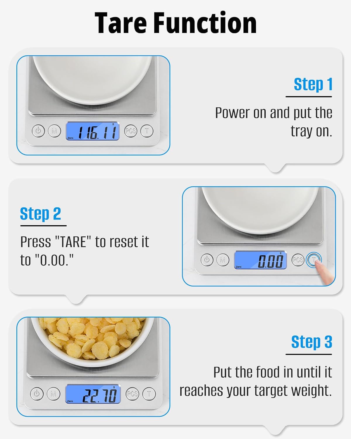 Gram Scale 500g x 0.01g Precision, Digital Mini Pocket Size Portable Scale with Two Trays Nine Units, LCD Display Stainless Steel Platform for Weighing Jewelry Cooking Baking