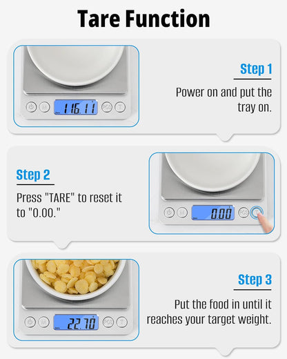 Gram Scale 500g x 0.01g Precision, Digital Mini Pocket Size Portable Scale with Two Trays Nine Units, LCD Display Stainless Steel Platform for Weighing Jewelry Cooking Baking
