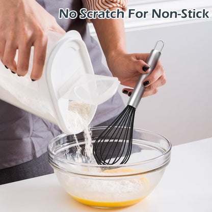 Whisks for Cooking, 3 Pack Stainless Steel Whisk for Blending, Whisking, Beating and Stirring, Enhanced Version Balloon Wire Whisk Set, 8"+10"+12"