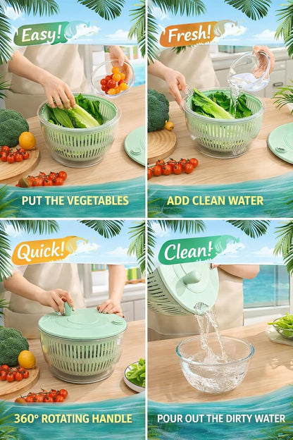 Salad Spinner 7‑Piece Multifunction Set – Lettuce Spinner, Vegetable Washer, Salad Chopper, Slicer, Shredder & Grater – Salad Bowl with Lid & All‑in‑One Kitchen Gadget for Easy Prep