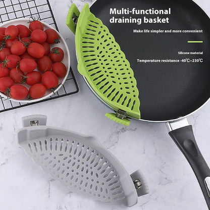2 Pack Clip-On Silicone Strainer for Ramen Noodles & Pasta - Foldable, Fits All Pots & Pans, Dishwasher Safe, Heat Resistant