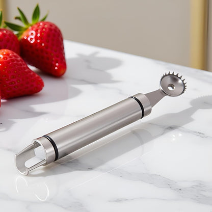 2Pcs Silver Stainless Steel Strawberry Huller Multi-Function Stainless Corer and Pitter Remover for Strawberry, Vegetable and Fruit Corer Practical Kitchen Tool, Tomato Stem Corers Tool Tomato