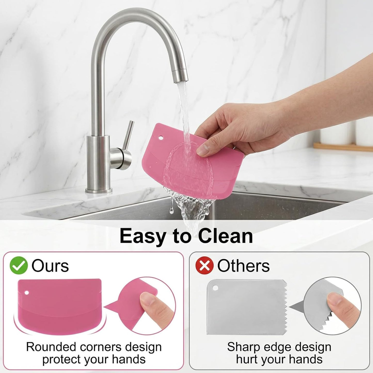 TIESOME 12PCS Dough Scraper, Plastic Thickened Bench Scraper 6 Colors Multipurpose Bowl Scraper for Kitchen, Baking, Cake, Bread, Pizza, and Pastry