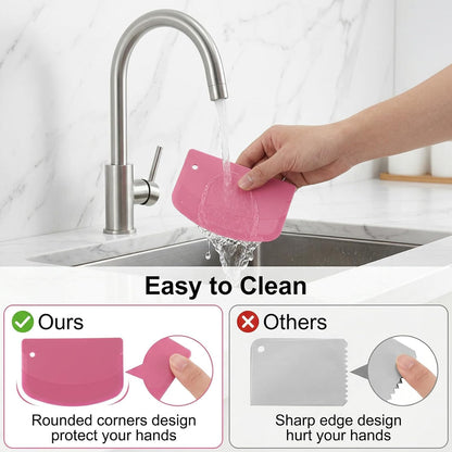 TIESOME 12PCS Dough Scraper, Plastic Thickened Bench Scraper 6 Colors Multipurpose Bowl Scraper for Kitchen, Baking, Cake, Bread, Pizza, and Pastry