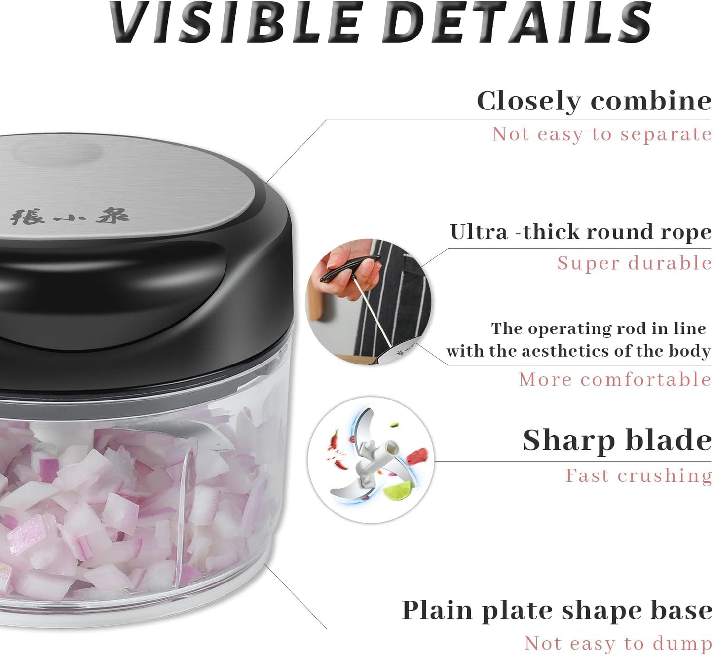 Manual Vegetable Chopper Hand String Garlic Mincer Onion Cutter Manual Food Processor for Ginger, Chili, Fruit, Meat, Nuts Food Chopper 550ml