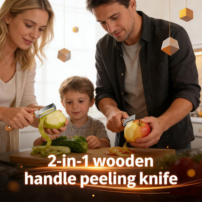 Multifunctional Vegetable Peeler For Kitchen With Ergonomic Wood Handle, 2 In 1 Stainless Steel Fruit Peeler With Bottle Opener, Can Easily Peel Fruits And Vegetables And Open Bottle Caps (3)