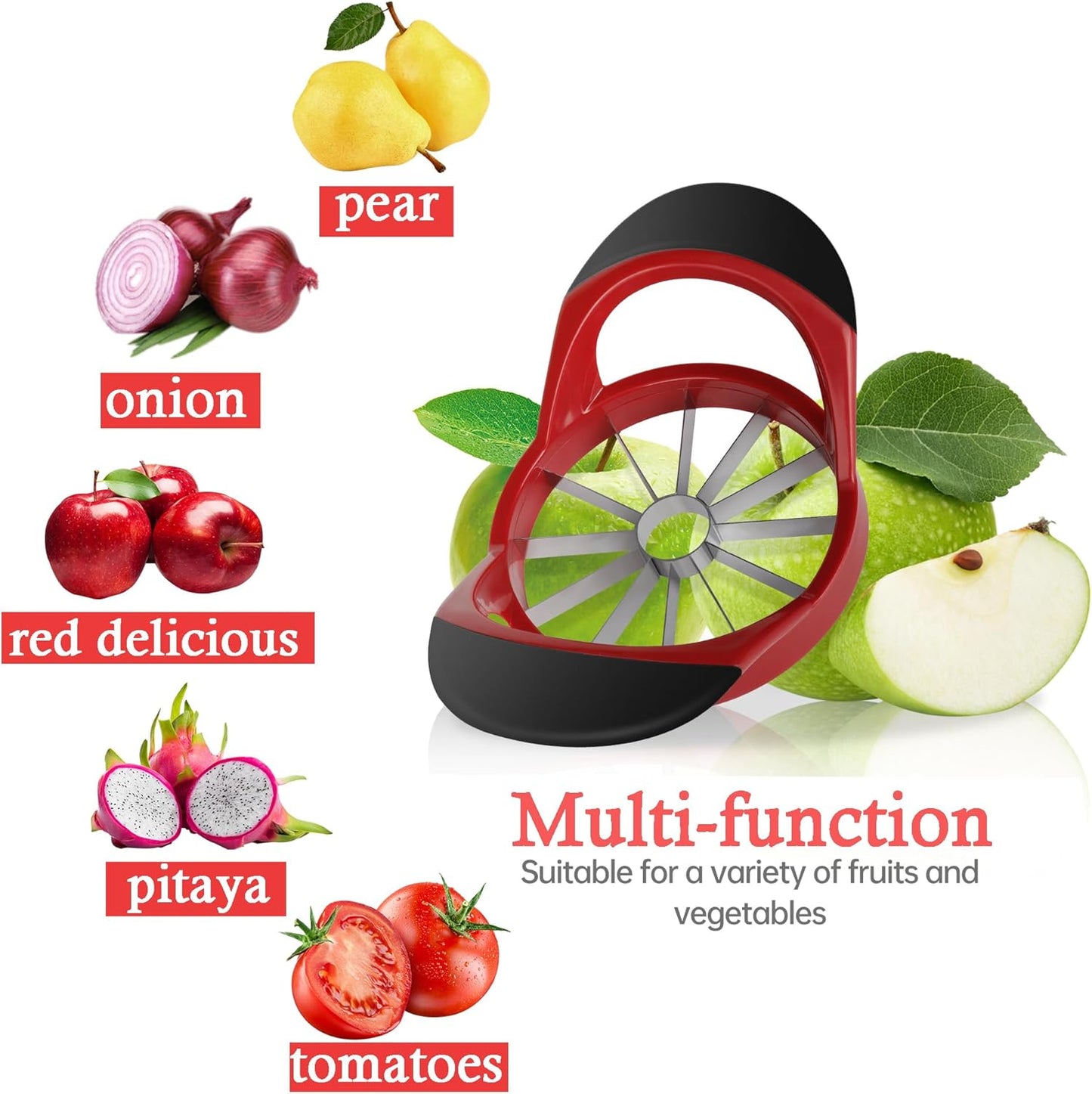 Apple Slicer, 4.72 Inch Apple Corer and Slicer - Apple Cutter with 12 Sharp Blades, Apple Corer Tool - Easy Gadgets