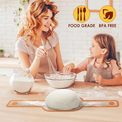 HOTEC Silicone Bread Sling for Dutch Oven - 2 Pack Non-Stick Baking Mat with Long Handle Easy to Transfer Sourdough Bread, Reusable Heat Resistant to 500°F/260°C Dutch Oven Liners Baking Supplies