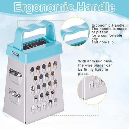 12 Pcs Mini Cheese Grater Stainless Steel Box Grater with 4 Sides Professional Fine Coarse Handheld Slicer Small Lemon Safe Zester Shredder for Kitchen Ginger Vegetable Potatoes Food