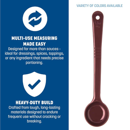 Carlisle FoodService Products 399214 Solid Long Handle Portion Control Spoon, 8 oz, Blue