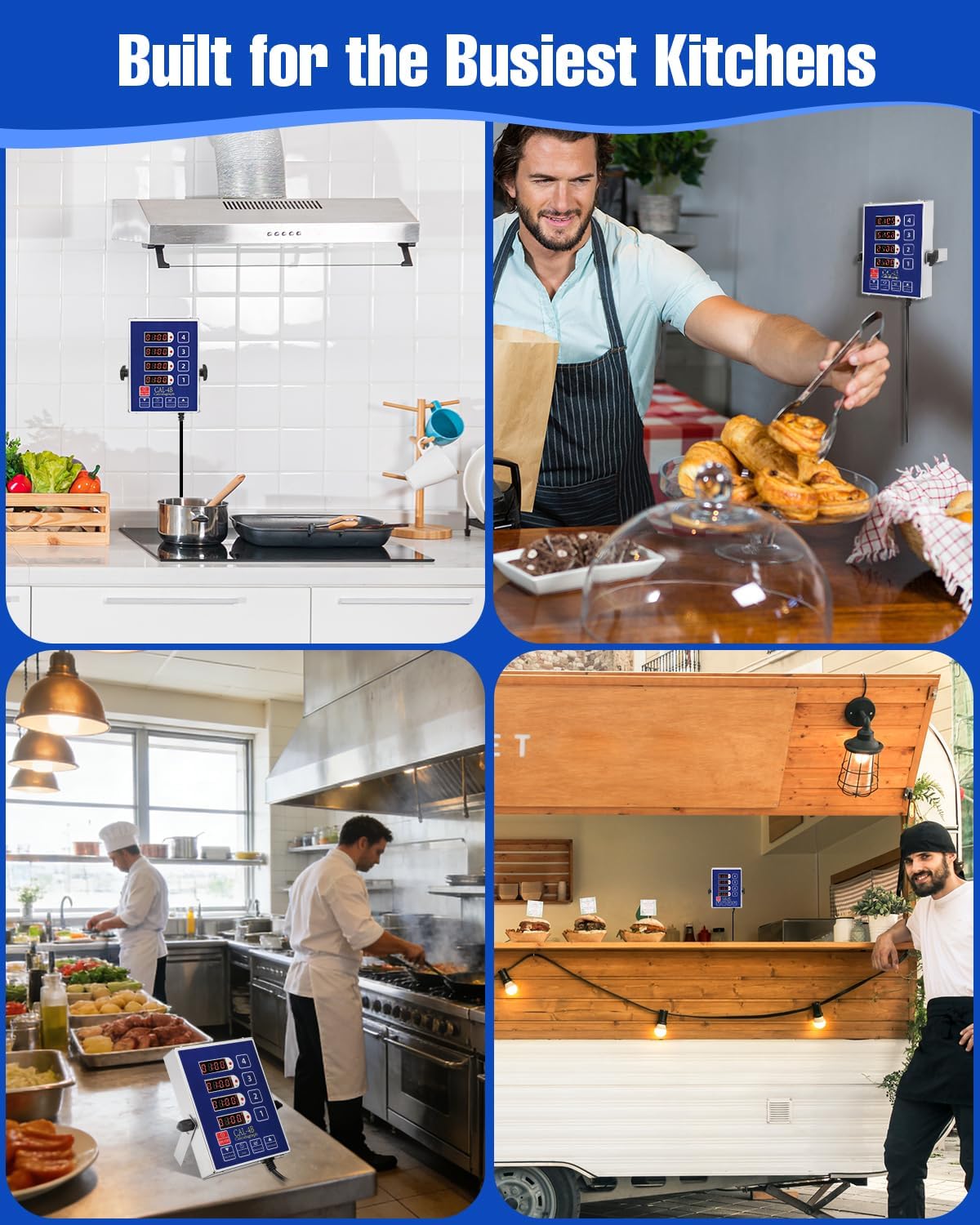 Commercial Kitchen Timers for Cooking, 8 Channel Timer for Commercial Kitchens, Heavy-Duty Loud Alarm Timer for Restaurants, Stainless Steel, LED Technology