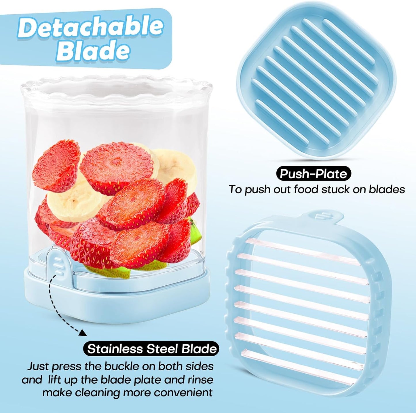 Creative Strawberry & Fruit Slicer - Detachable Cutter with Push Plate (Black)