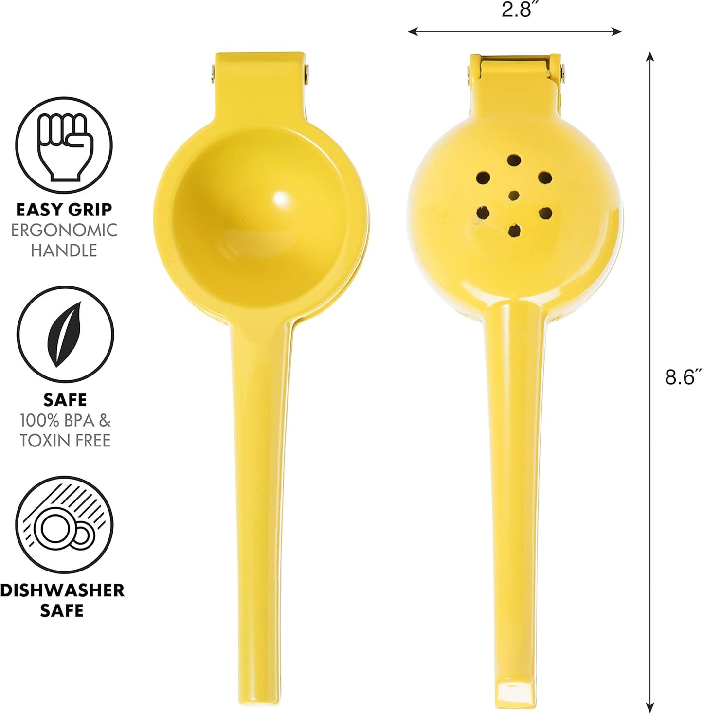 OGGI Combo Citrus Press- Aluminum Manual Citrus Juicer w/Non-Stick Coating, Ideal Hand Juicer, this Citrus Squeezer is a Great Addition to Your Kitchen Accessories, Yellow
