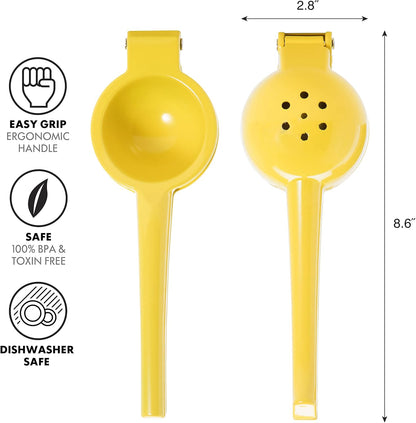 OGGI Combo Citrus Press- Aluminum Manual Citrus Juicer w/Non-Stick Coating, Ideal Hand Juicer, this Citrus Squeezer is a Great Addition to Your Kitchen Accessories, Yellow
