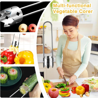 Red Bell Pepper Seed Corer, Stainless Steel Fruit Vegetable Quick Corers and Cave Tools
