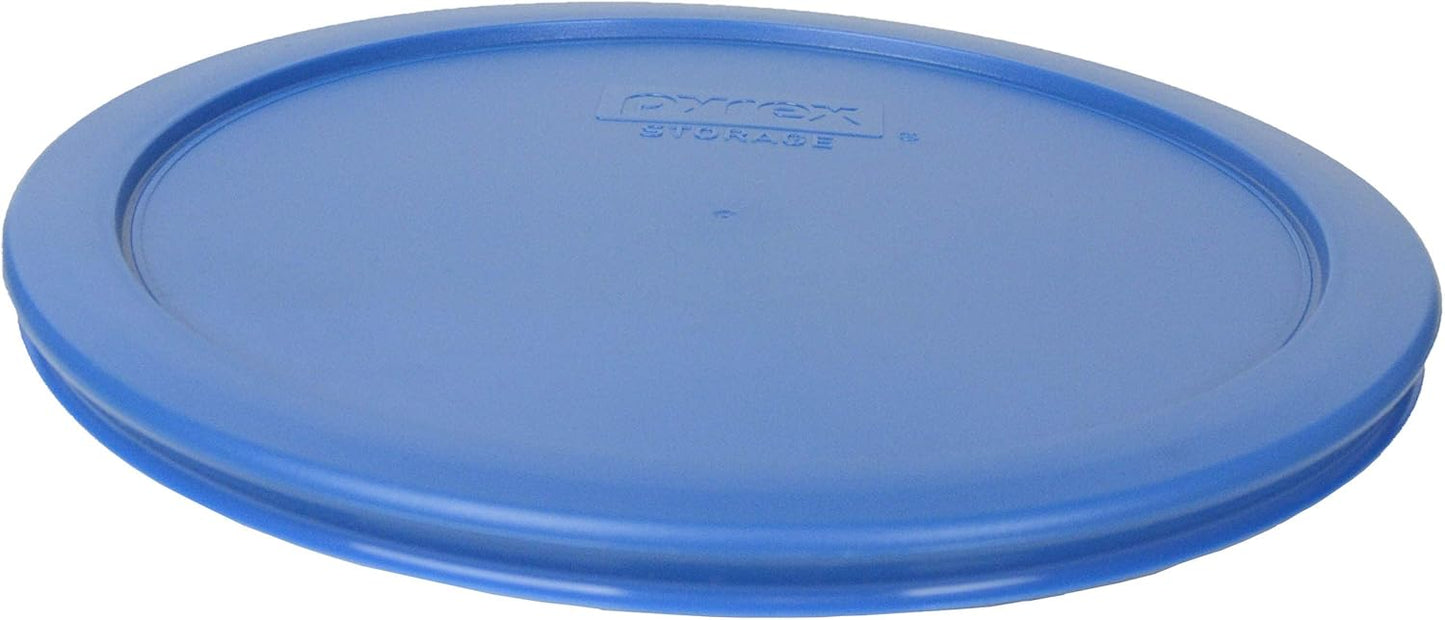 Pyrex Storage Plus 7-Cup Round Glass Food Storage Dish, Blue Cover, Pack of 2 - Original Genuine Made in the USA