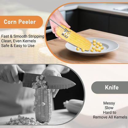 Corn Peeler & Cutter, 50% Faster Prep, Stainless Steel - Quick & Easy Corn Shucker for Sweet Corn & Corn on the Cob, Dishwasher Safe, Multi-Use Home & Commercial Kitchen Tool (2 PCS)