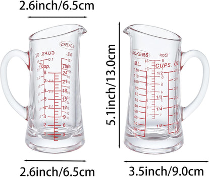Ackers Shot Glass Measuring Cup 4 Ounce/120ML Liquid Heavy High Espresso Glass Cup Red Line,Insulated handle | V-Shaped Spout