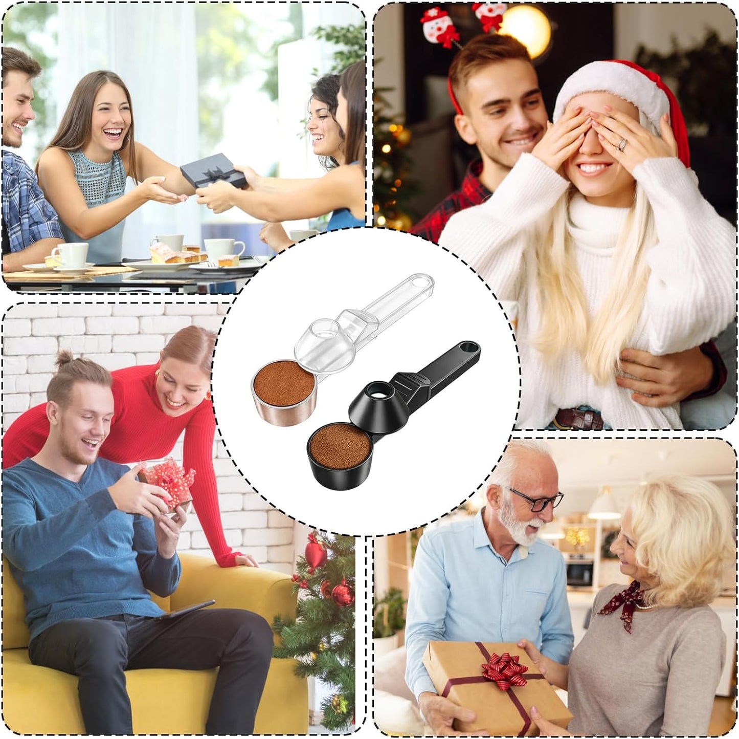 Coffee Scoop with Funnel, 2-Piece Measuring Scoops for Coffee Grounds, Black and Transparent ABS Material Design, Multipurpose Kitchen Utensils for Easy Portion Control and Mess-Free Transfer