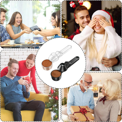 Coffee Scoop with Funnel, 2-Piece Measuring Scoops for Coffee Grounds, Black and Transparent ABS Material Design, Multipurpose Kitchen Utensils for Easy Portion Control and Mess-Free Transfer