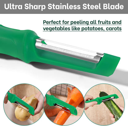 Beneno Swivel Vegetable Peeler, Razor-Sharp Smooth Peeling Potato Peelers with Stainless Steel Blades, Ergonomic Comfort Non-Slip Rubber Handle, Durable Kitchen Peelers with Potato Eye Remover, Black