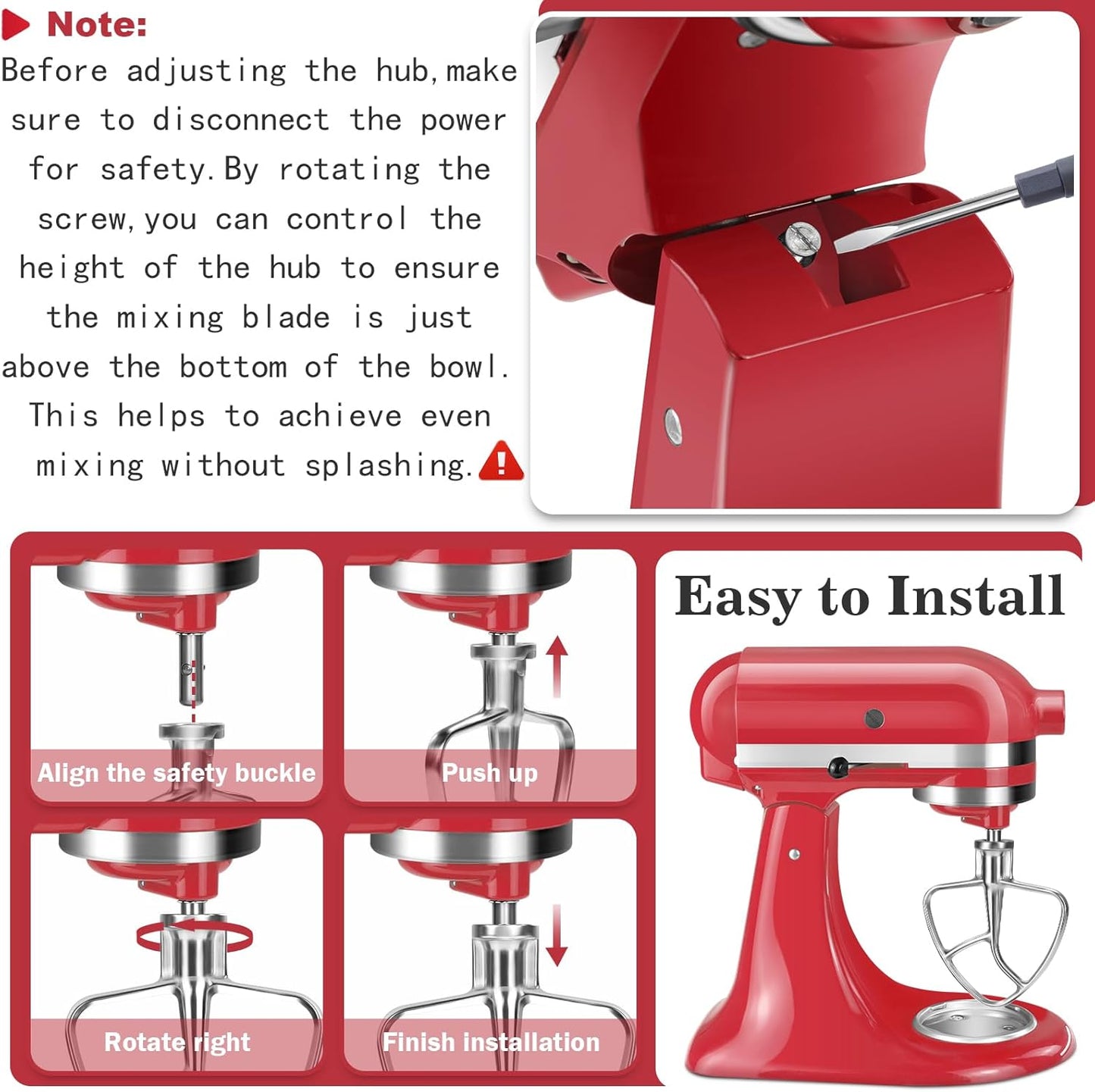 Flex Edge Beater Accessories and Attachments for KitchenAid 6 Quart Bowl-Lift Stand Mixer, Pastry Paddle Attachment for Kitchenaid, Dishwasher Safe, White