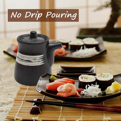 MDEOOSKY Ceramic Seasoning Bottle, Japanese Style Earthenware Ceramic Oil Dispenser, Olive Oil Dispenser, Sushi Sauce Container, 6.76 fl oz
