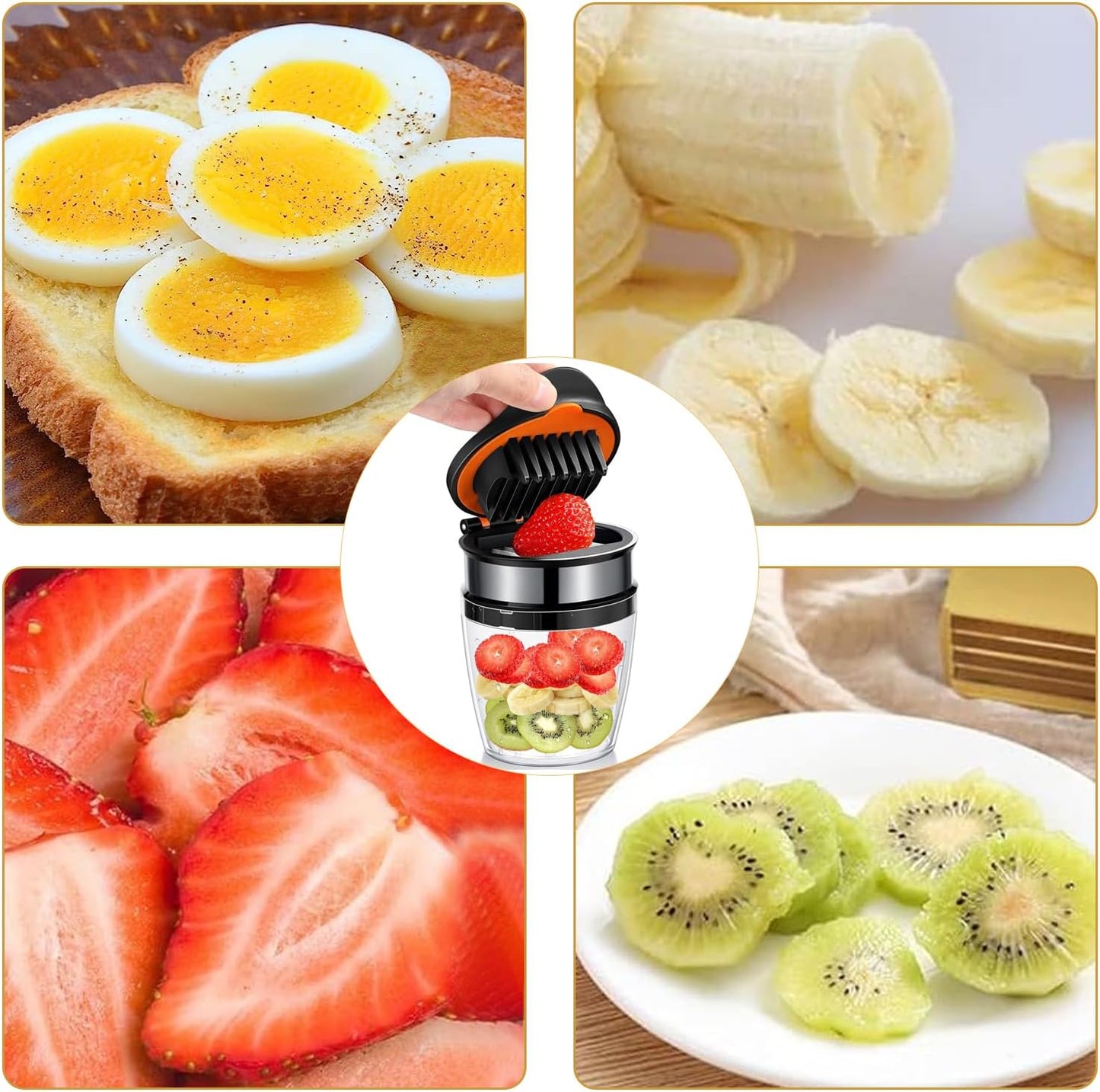 Strawberry Slicer Egg Slicer Stainless Steel for Soft Fruit with Anti-Slip Base, Quickly Making Fruit Vegetable Salad