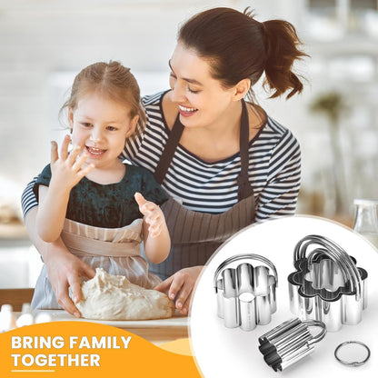 HULISEN Square Biscuit Cutter Set (4 Pieces/Set), Stainless Steel Cookies Cutter with Handle, Professional Baking Dough Tools, Gift Package (Square)