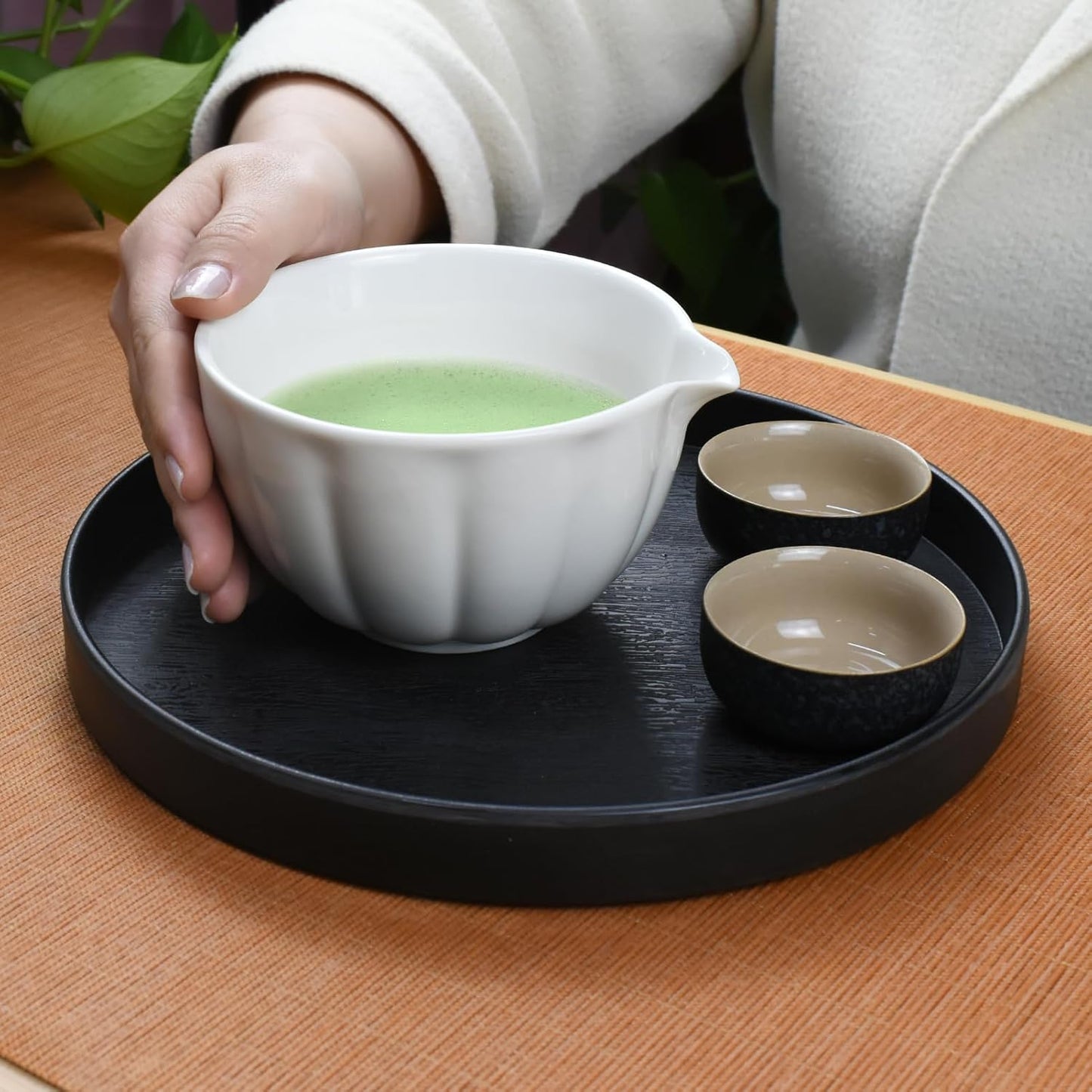 Artcome 4 Pcs Japanese Matcha Tea Set - Matcha Bowl with Pouring Spout, Matcha Whisk, Tea Scoop, Whisk Holder, Handmade Matcha Ceremony Kit For Japanese Tea Ceremony, Rose