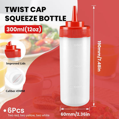 Multicolor Food-Grade Squeeze Bottles Set-Condiment Dispensers for Kitchen, BBQ, Sauces, Dressings, & Meal Prep (32oz)
