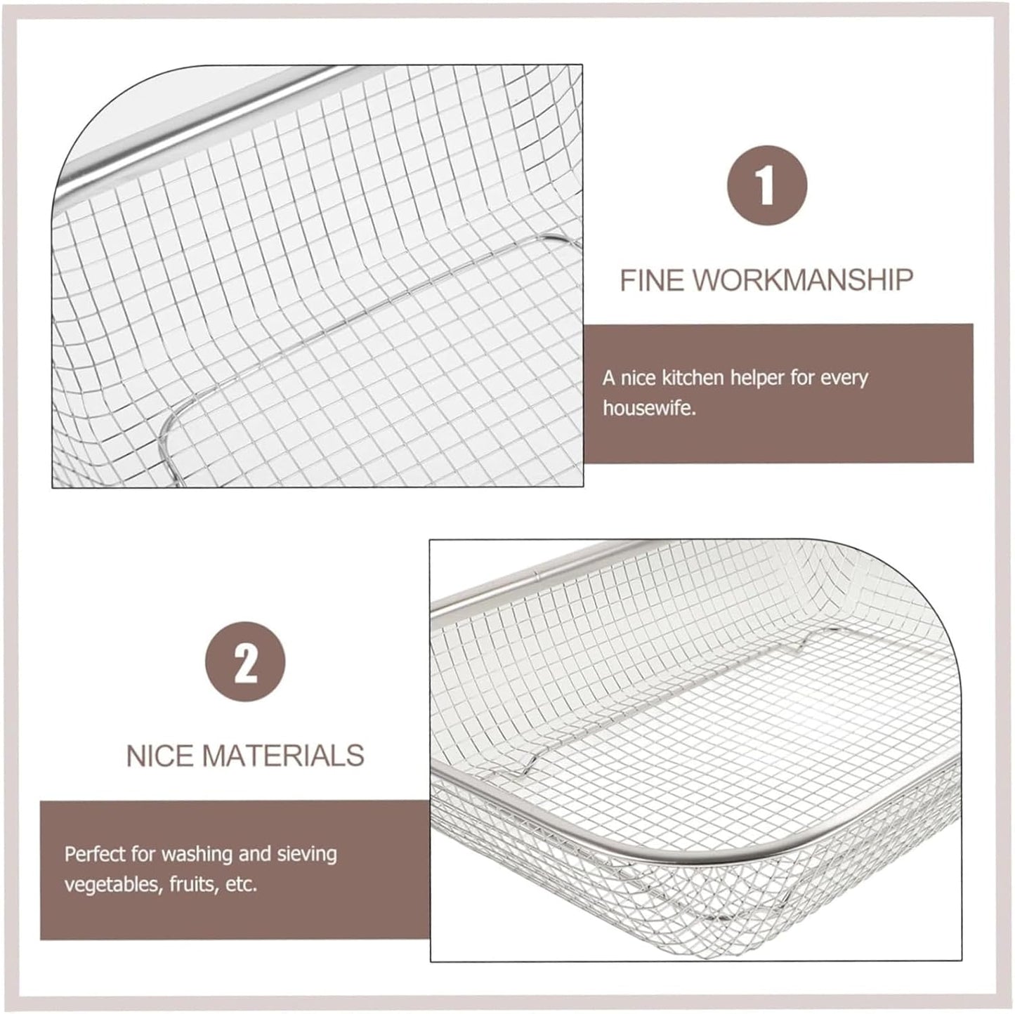 Ipetboom Stainless Steel Drain Basket Sieve - Thickened Multi-Purpose Fruit and Vegetable Colander for Kitchen Sink over the Sink Strainer and Storage Basket - Size S, 31x12x5.5cm