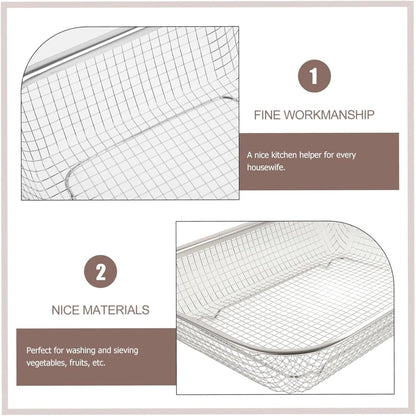Ipetboom Stainless Steel Drain Basket Sieve - Thickened Multi-Purpose Fruit and Vegetable Colander for Kitchen Sink over the Sink Strainer and Storage Basket - Size S, 31x12x5.5cm
