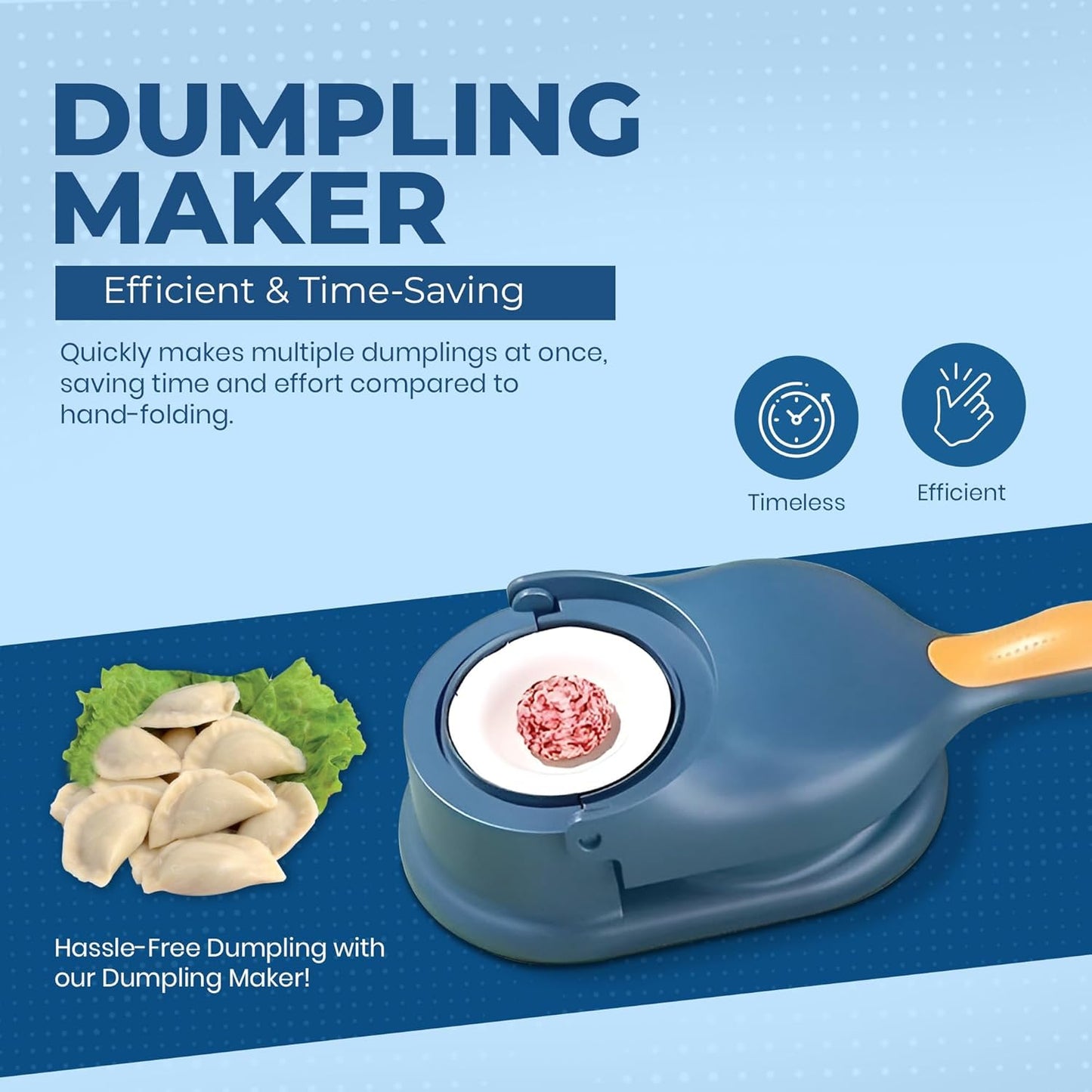 2 in 1 Dumpling Maker Press, Dumpling Skin Maker Machine, Multifunctional DIY Manual Empanada Press, Blue