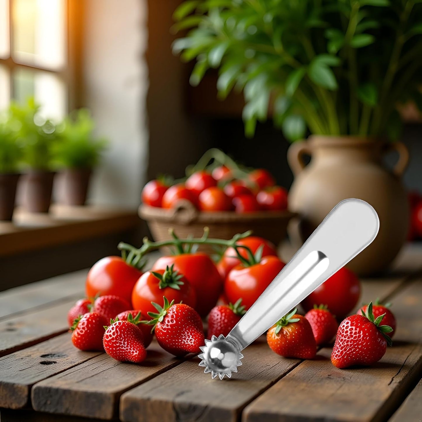 1Pc Tomato Corer Tool, Tomato Corer Remover, Tomato Top Stem Remover, Strawberry Corer Remover Tool, Strawberry Stainless Steel Stem Remover Tool, Portable Tomato Top Stem