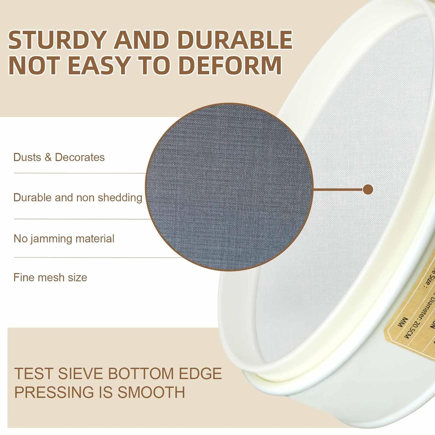 PVC Nylon Lab Sieve 80 Mesh(0.2mm), LVDALAB 7.9Inch(20cm) Diameter Sample Sifter Strainer for Industrial Lab Home