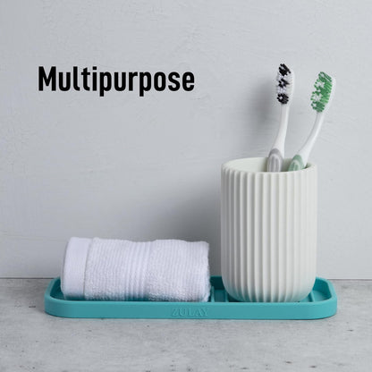 Zulay Kitchen (9x3.5in Sponge Holder for Kitchen Sink - Flexible Heavy-duty Multipurpose Sink Caddy - Counter Organizer for Kitchen, Bathroom, Makeup, Trinkets & More! (Grey)