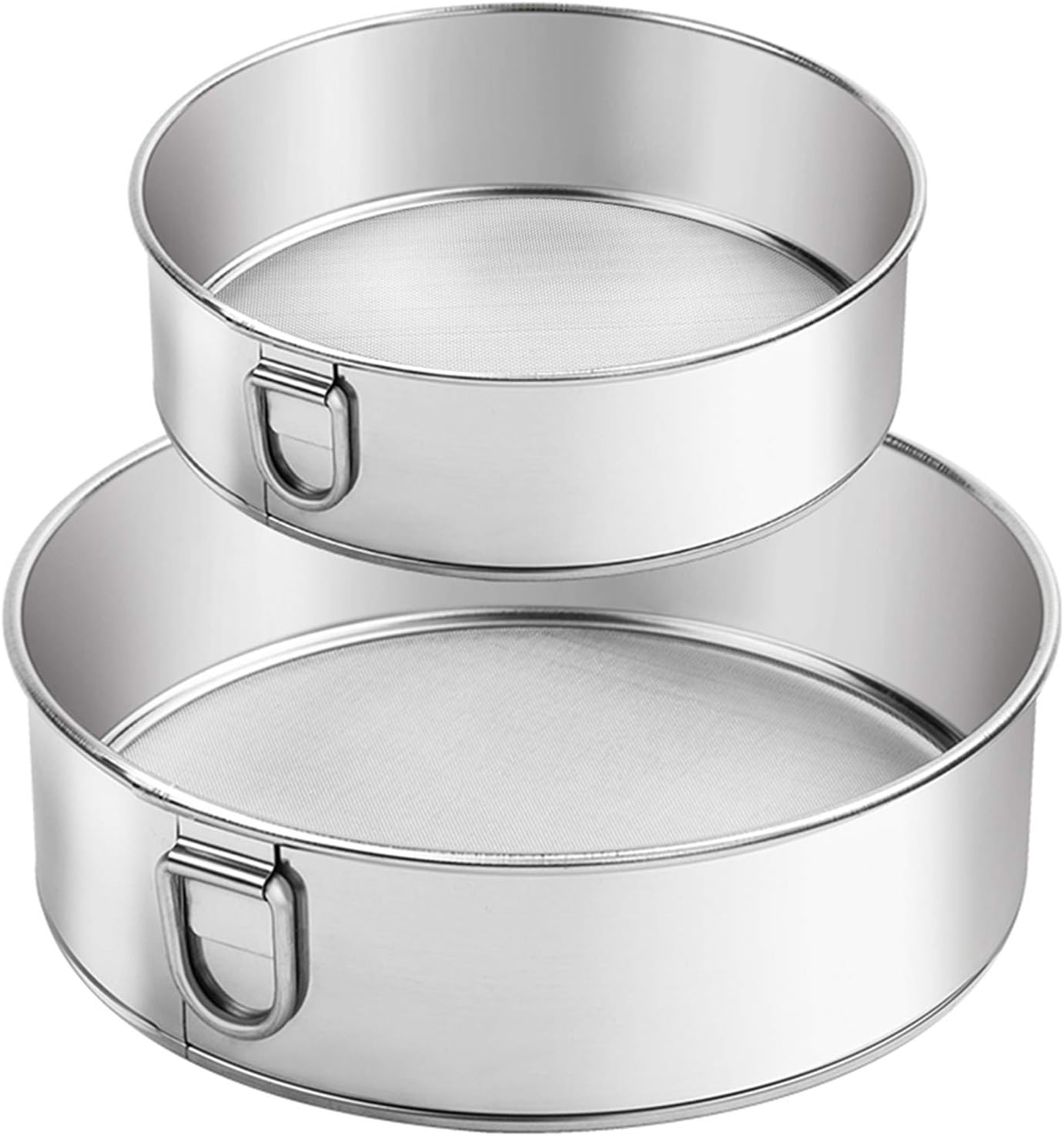 Webake Sieve 6-Inch 60 Mesh, 8-Inch 40 Mesh Sieves Fine Mesh Strainer Set of 2 Stainless Steel Sifter Round Flour Sieve for Baking Straining Powdering