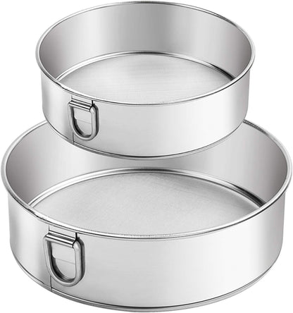 Webake Sieve 6-Inch 60 Mesh, 8-Inch 40 Mesh Sieves Fine Mesh Strainer Set of 2 Stainless Steel Sifter Round Flour Sieve for Baking Straining Powdering
