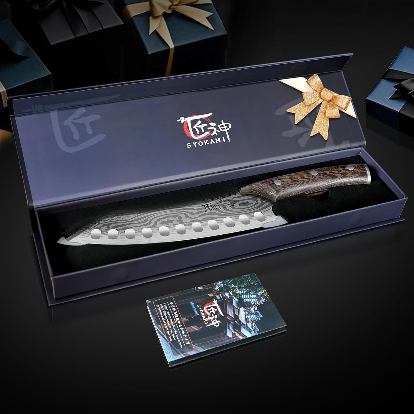 SYOKAMI Cleaver Chef Knife with Herb Stripper, 7" Asian Kitchen Knife 3-in-1 Combined with Chef's Knife, Santoku, Nakiri for Slicing, Chopping, Dicing, Mincing, Housewarming Birthday Cooking Gifts