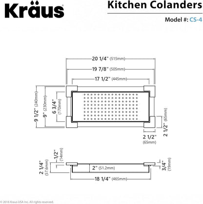 KRAUS Stainless Steel Colander for Workstation Kitchen Sink, CS-6
