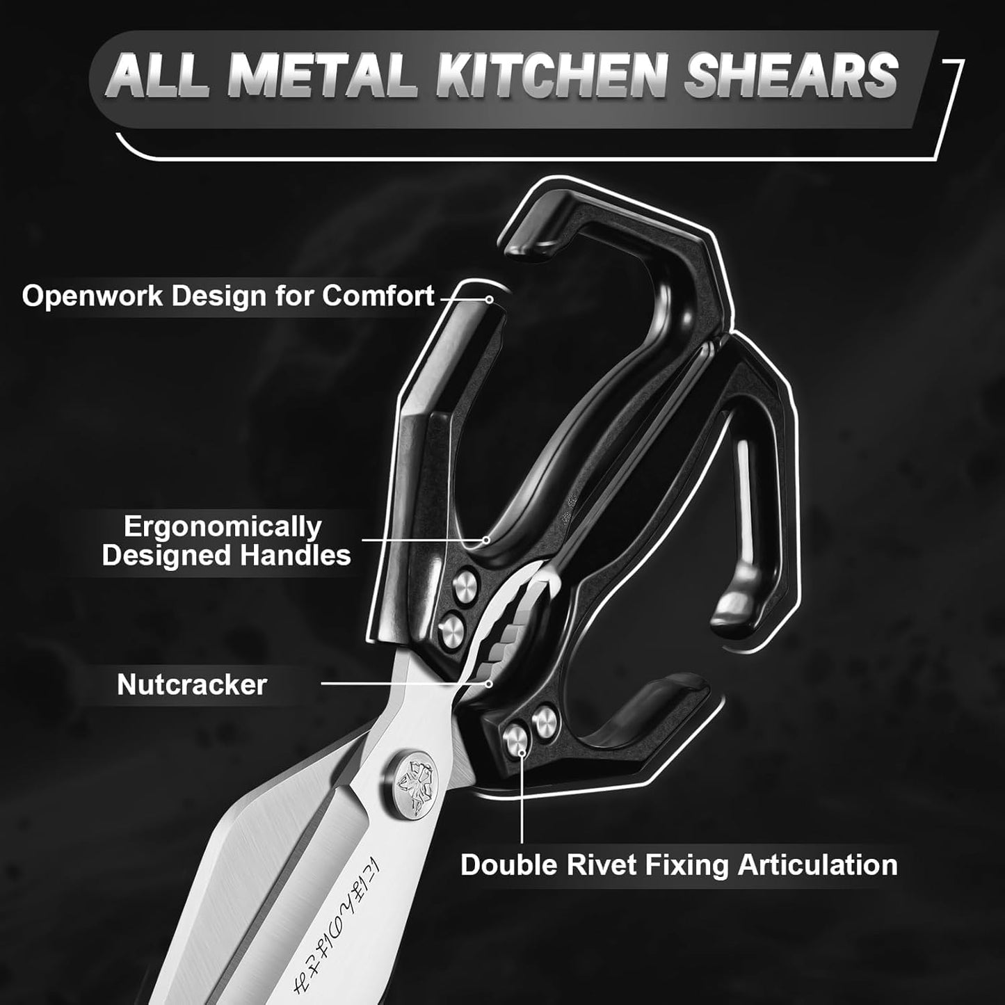 Dream Reach Poultry Shears, Heavy Duty Kitchen Shears with Serrated Edge, No Rust Spring Loaded, Multipurpose Stainless Steel Kitchen Scissors for Chicken, Bone, Meat, Turkey, Fish Thanksgiving Gifts