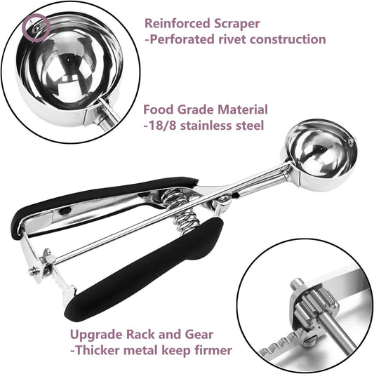 Ice Cream Scoop, 18/8 Stainless Steel Cookie Scoop, Cookie Scoops for Baking, 2 Tbsp/ 30 ml/ 1 oz Cookie Dough Scoop, Ice Cream Scooper with Trigger Release, Cookie Scooper for Baking